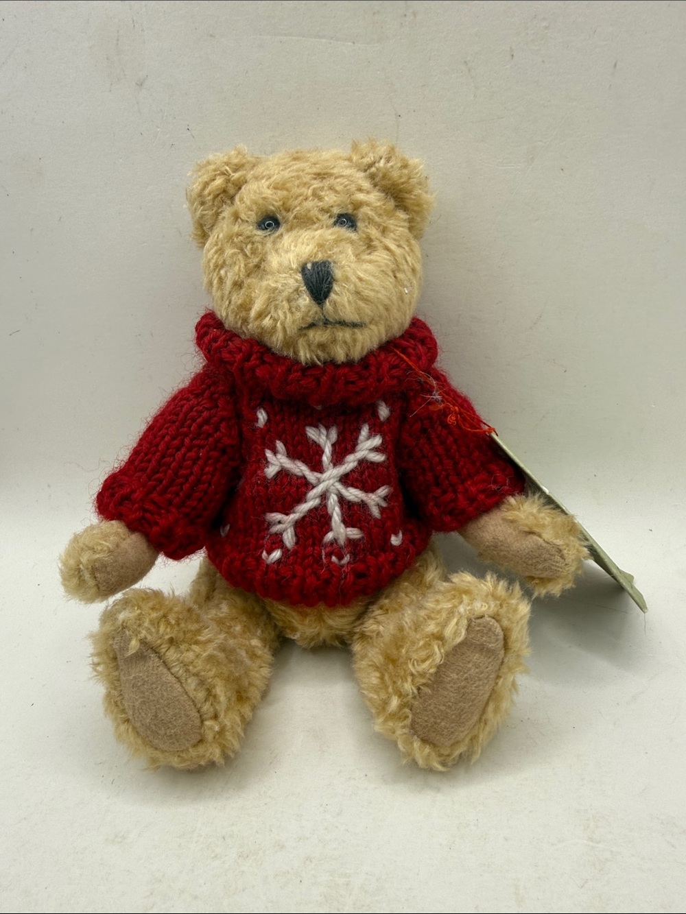 Vtg NWT Boyds Bears J.B. Bean Ted Teddy Bear Red Snowflake Christmas Sweater